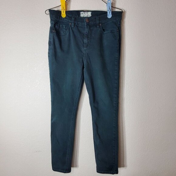 Free People Womens High-Rise Skinny Jeans Size 29 Teal Green Denim Stretch - Picture 12 of 12